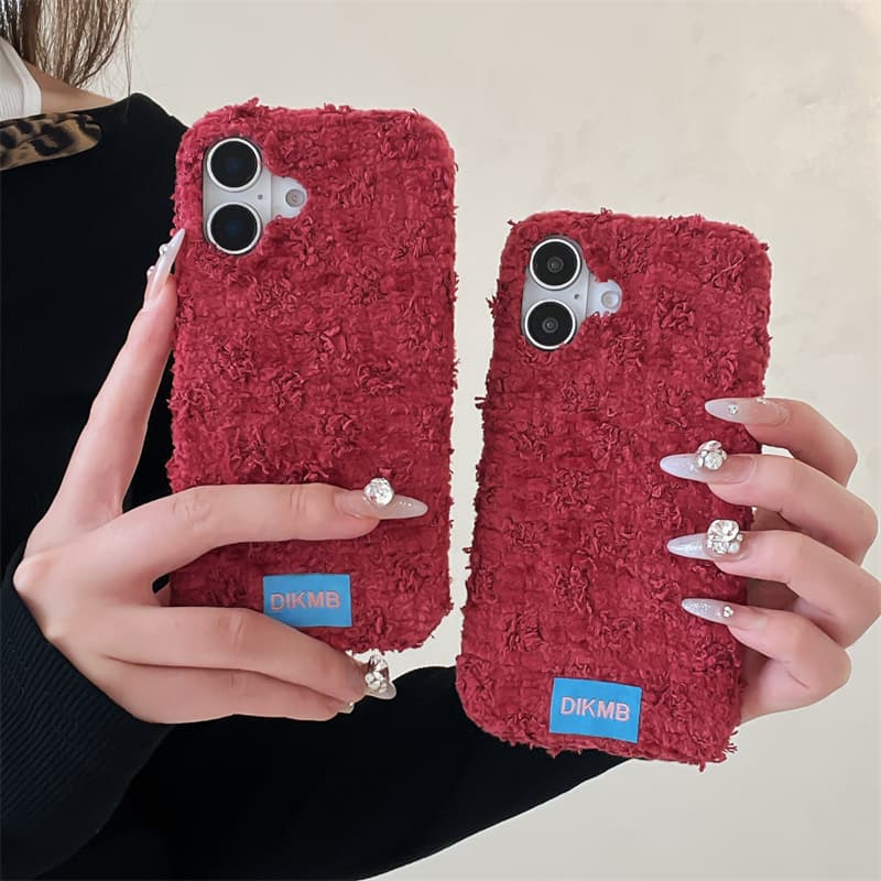 Angora Red Fuzzy Phone Case fo - Apple Iphone 15 ulasan dan harga